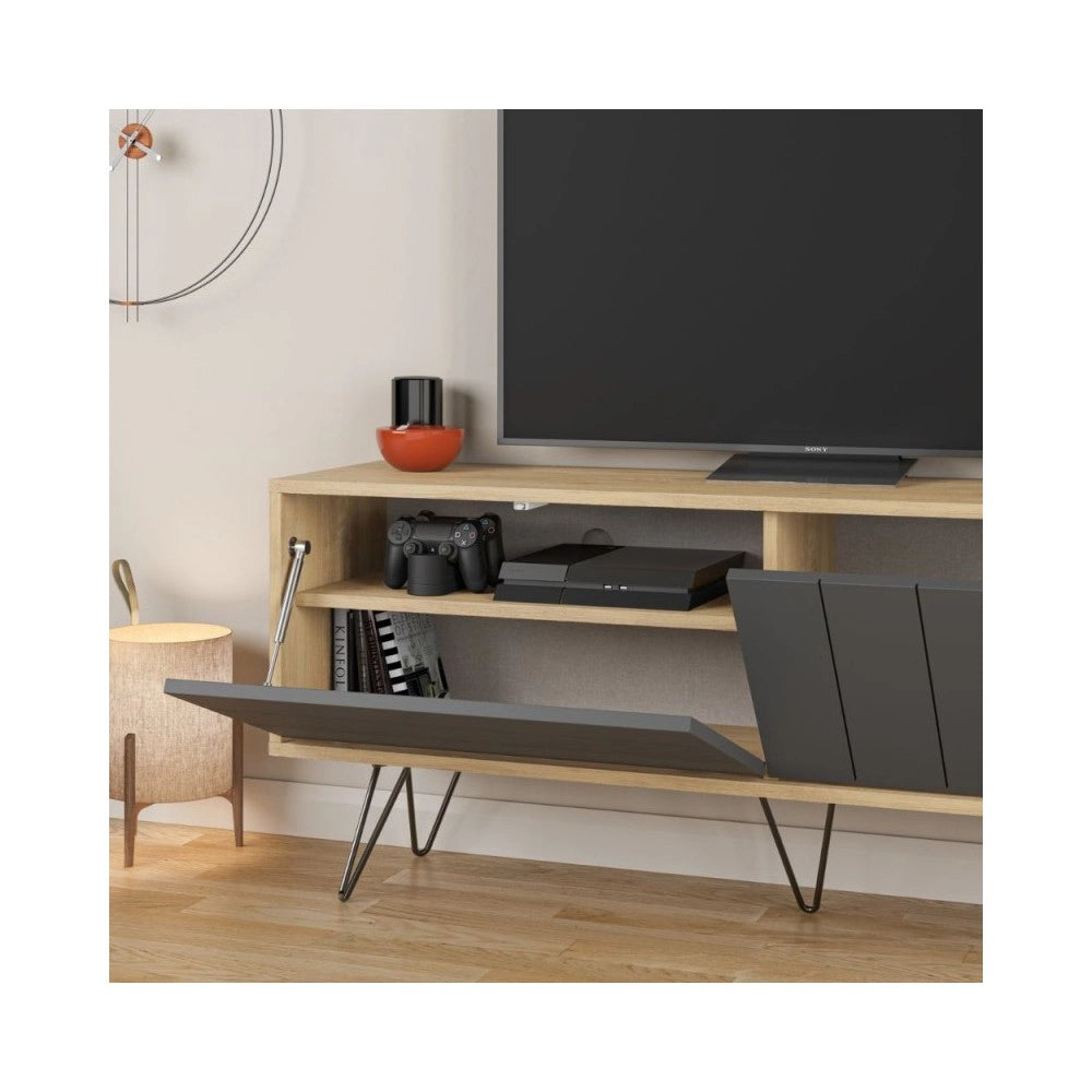 Mobile porta Tv con due ante a ribalta Piccadilly 139x36x57 colore rovere antracite