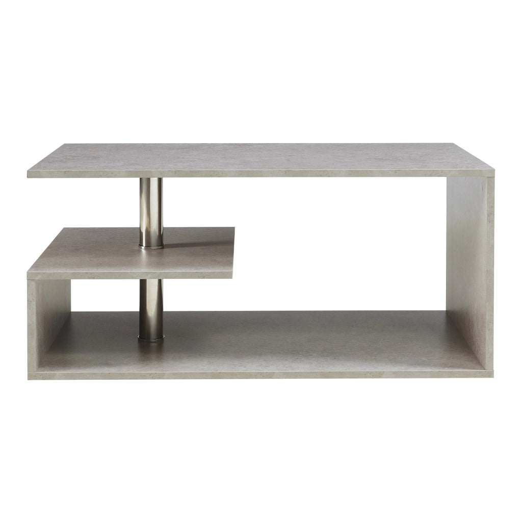 Tavolino da Salotto Haarlem con 3 Piani 90 x 50 x 41 cm - Effetto Cemento Chiaro [en.casa]