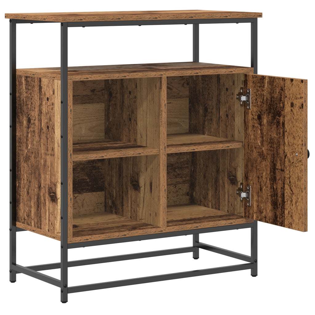 Credenza In Legno Invecchiato 69x35x80 cm Legno Ingegnerizzato e Acciaio