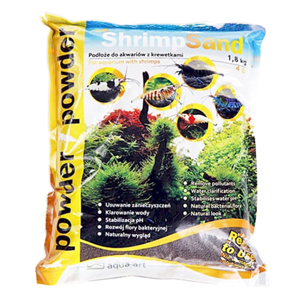 AquaArt Shrimp Sand Powder 1,8kg - substrato fine di origine vulcanita per gamberetti Colore: Black