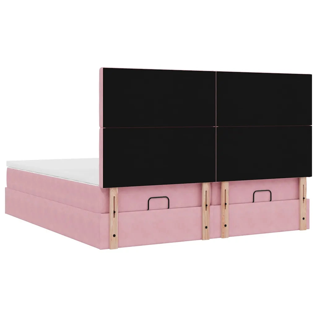 vidaXL Struttura Letto Pouf con Materassi Rosa 180x200 cm Velluto
