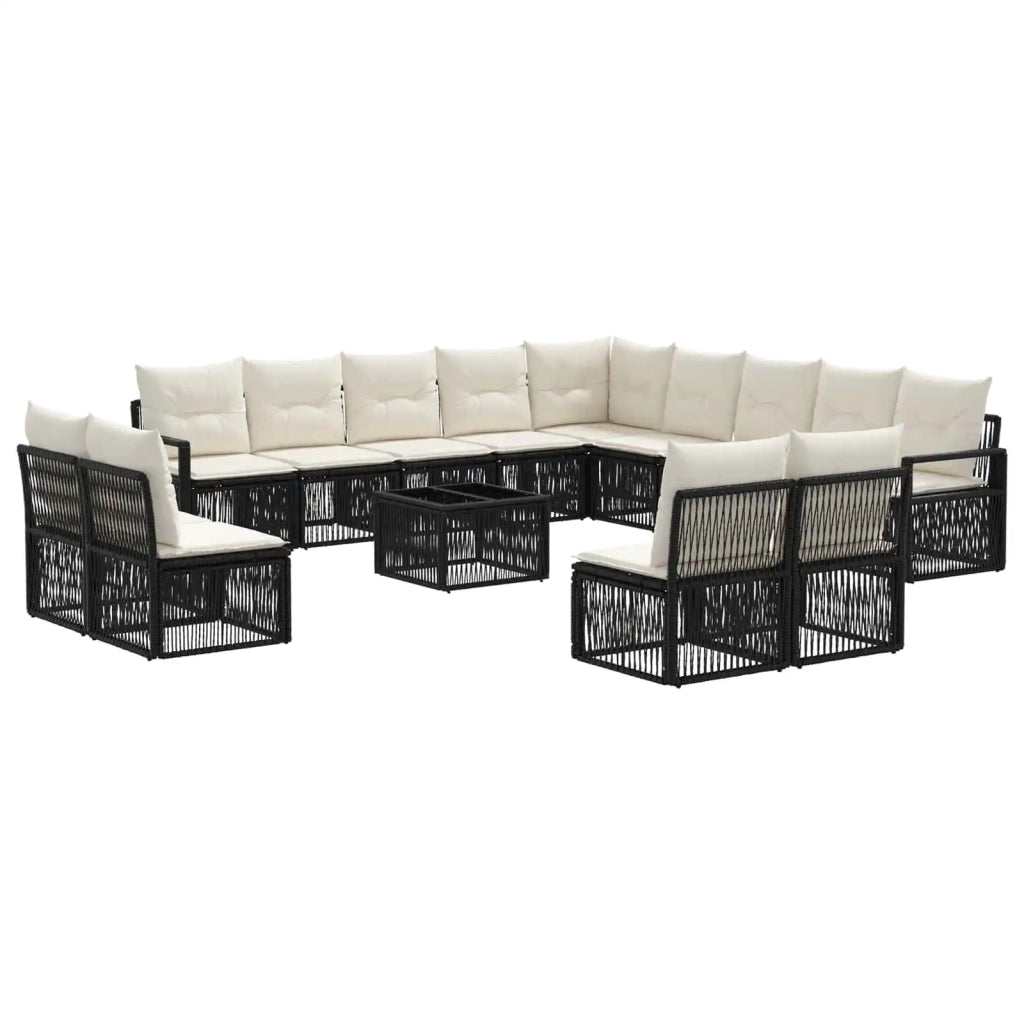 Set Divano da Giardino 14 pcs Nero polyrattan 3435877