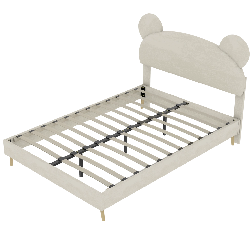 Letto per bambini imbottito con materasso a molle insacchettate 140x200 cm; beige