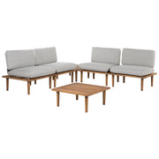 Set Divani Da Giardino Cuscini Grigi In Legno Di Acacia Set Conversazione Da Esterno Moderno A 4 Posti Poltrone Con Tavolino Cuscini Grigi