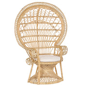 Sedia Rattan Beige 150 x 68 cm Vimini Cuscino per Seduta per Interni ed Esterni con Schienale Alto