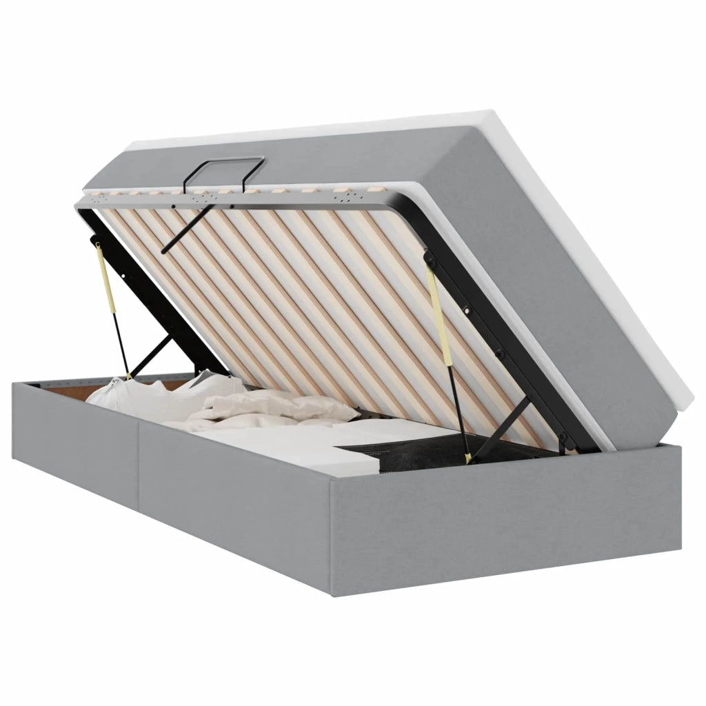 Letto con contenitore e materasso Grigio chiaro 90 x 200 cm