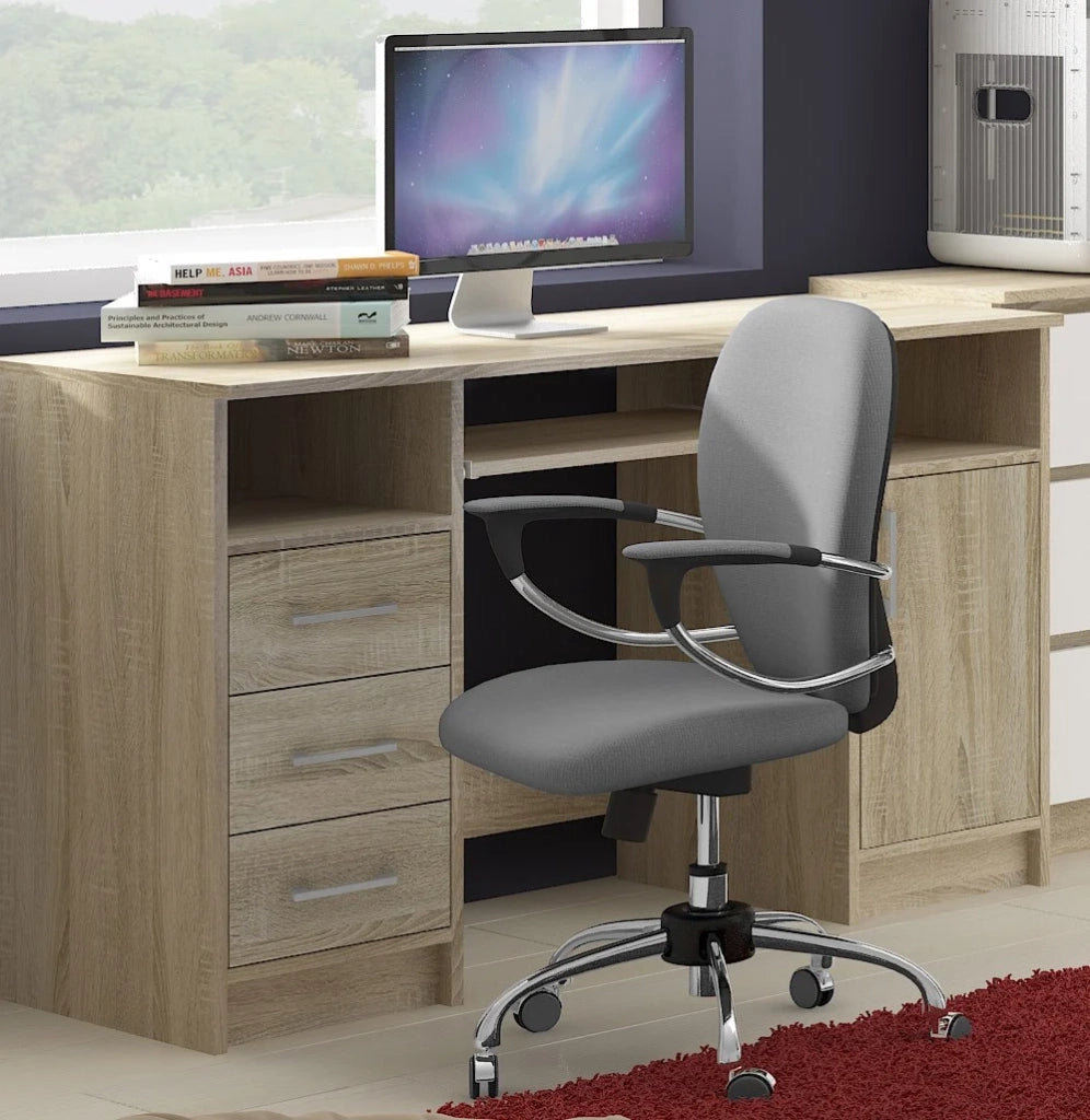 Scrivania AKORD ANA Sonoma Quercia 124 cm 1 anta 3 cassetti 124x52x74 cm