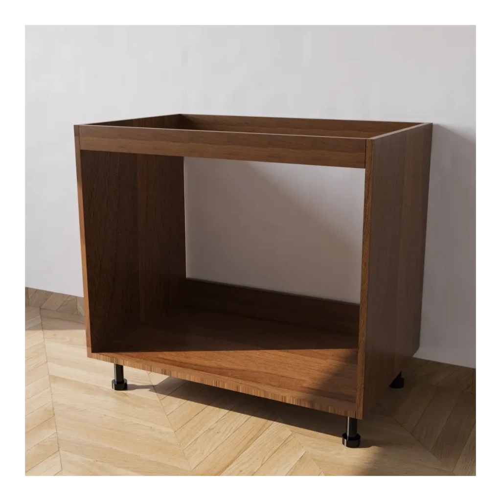 Base da lavello da incasso con Le Seguenti Misure l=90 cm p=55,5 cm h=72 cm Colore Noce con spedizione in Kit Compreso di Ante