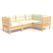 Set di mobili da giardino mobili da esterno 4 pezzi con cuscini legno di pino color crema 02_0016127