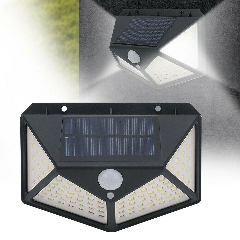 Trade Shop - 4pcs Lampada Luce Faretto Faro Esterno Energia Solare 100 Led Sensore Movimento -