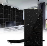 10 pezzi di adesivi per parete autoadesivi per cucina, bagno e camper, PET impermeabile, pannelli autoadesivi per parete, decorativi con look di marmo, neri