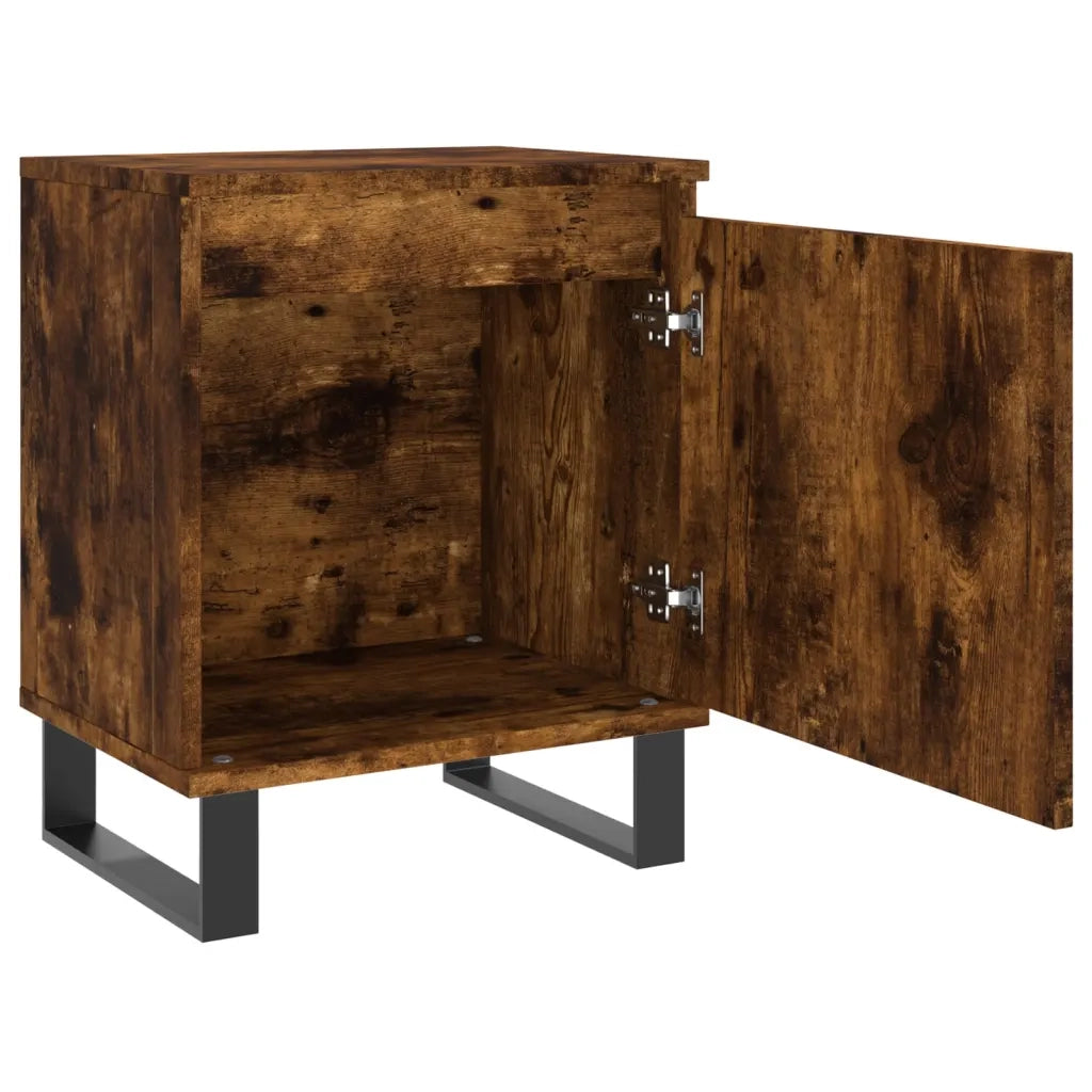 Set di 2 Comodini | Armadio da Notte | Mobiletto da notte Rovere Fumo 40x30x50 cm in Legno Multistrato