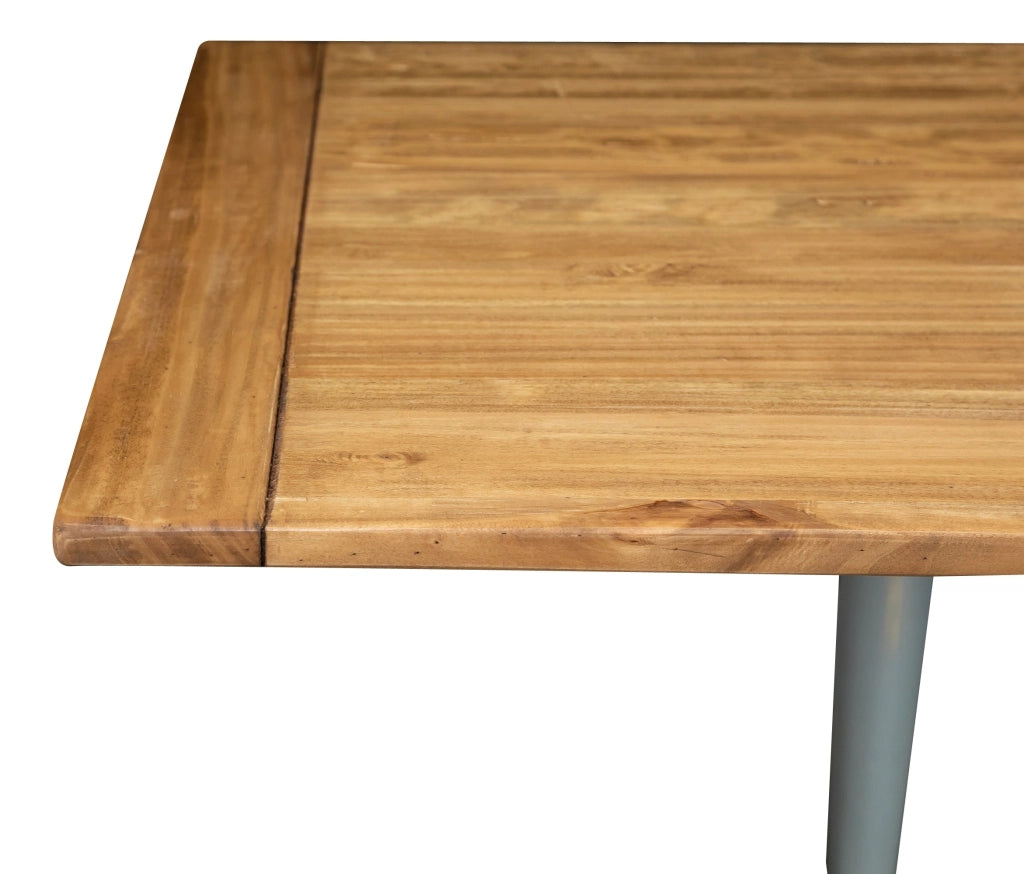 Biscottini Tavolo in legno massello di tiglio allungabile struttura grigio anticato piano finitura naturale Made in Italy