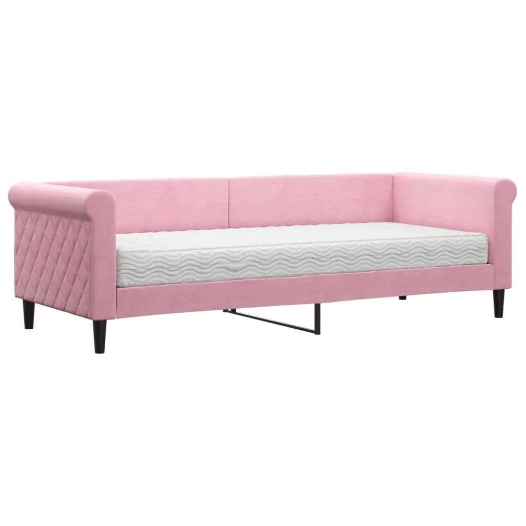 Divano letto | Sof¨¤ letto | Letto singolo con Materasso Rosa 80x200 cm in Velluto