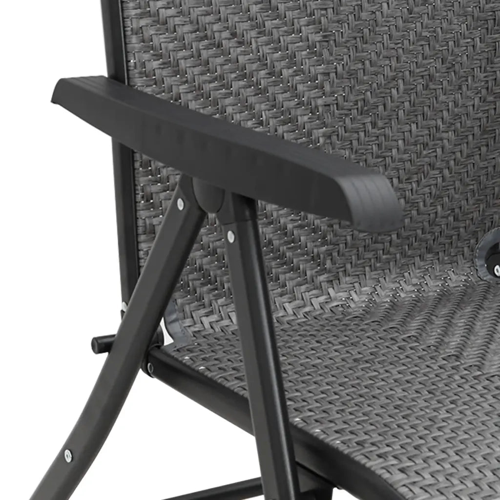 Sedie Pieghevoli da Giardino 2 pz | Sedie da Esterno Grigie in Polyrattan
