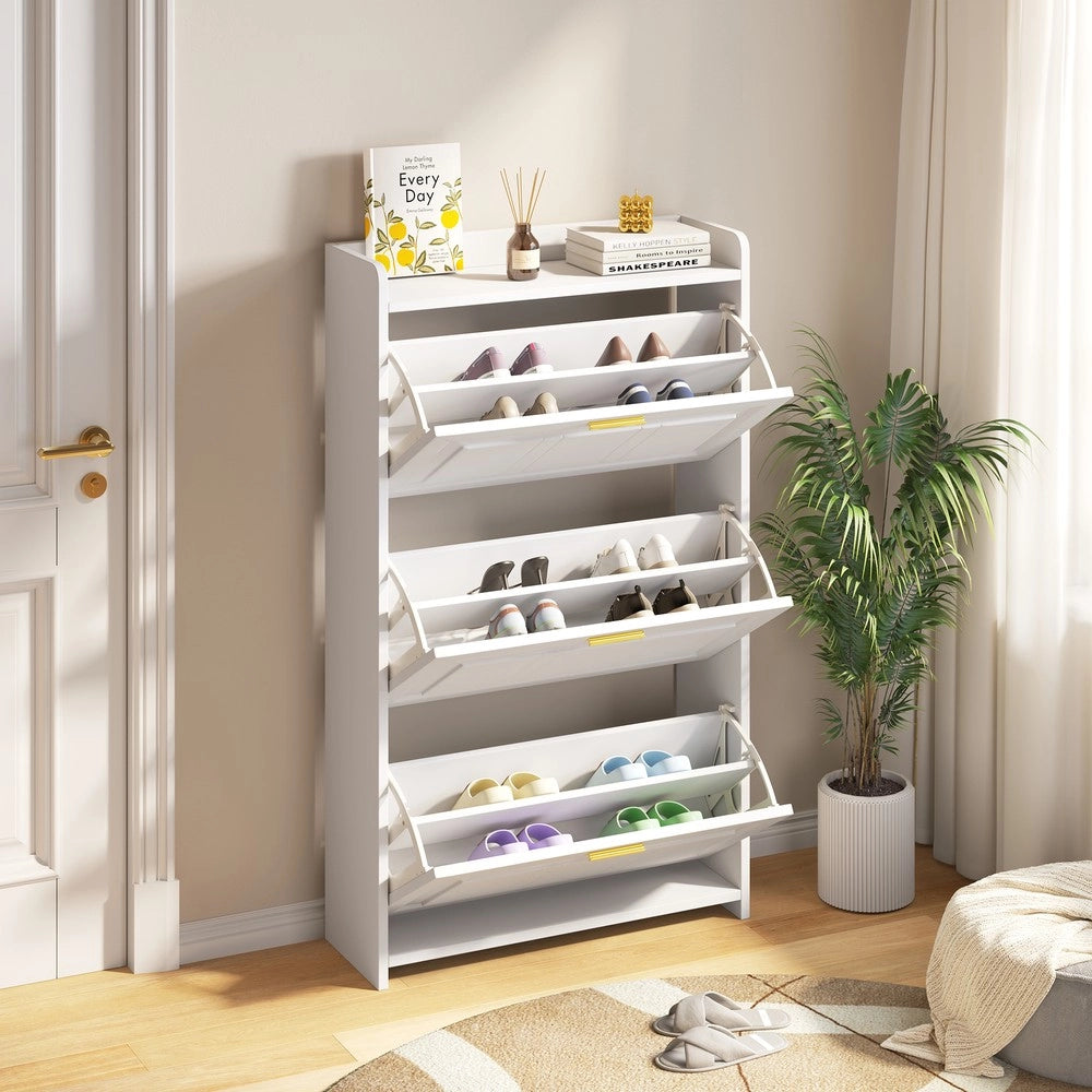Scarpiera Alta con 6 Ripiani ¨C MINIMAL ¨C Bianco, MDF e Truciolato, 70x24x120 cm