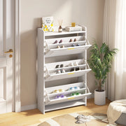 Scarpiera Alta con 6 Ripiani ¨C MINIMAL ¨C Bianco, MDF e Truciolato, 70x24x120 cm