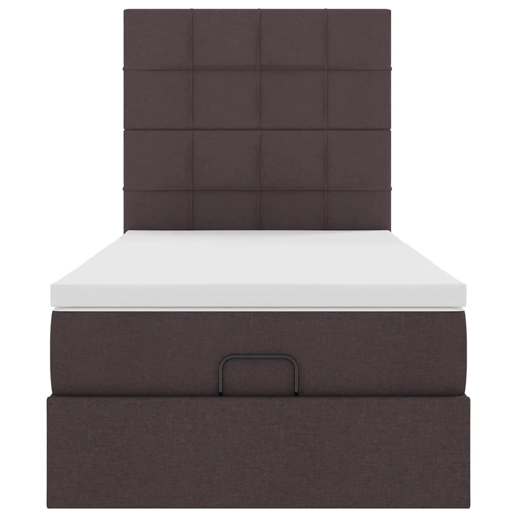 Pouf Letto con Materasso Marrone Scuro 100x200 cm in Tessuto 3313136
