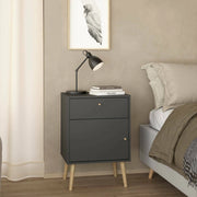 Comodino Antenati, Comò basso, Tavolino da notte, Mensola da letto, 50x39 h72 cm, Grigio