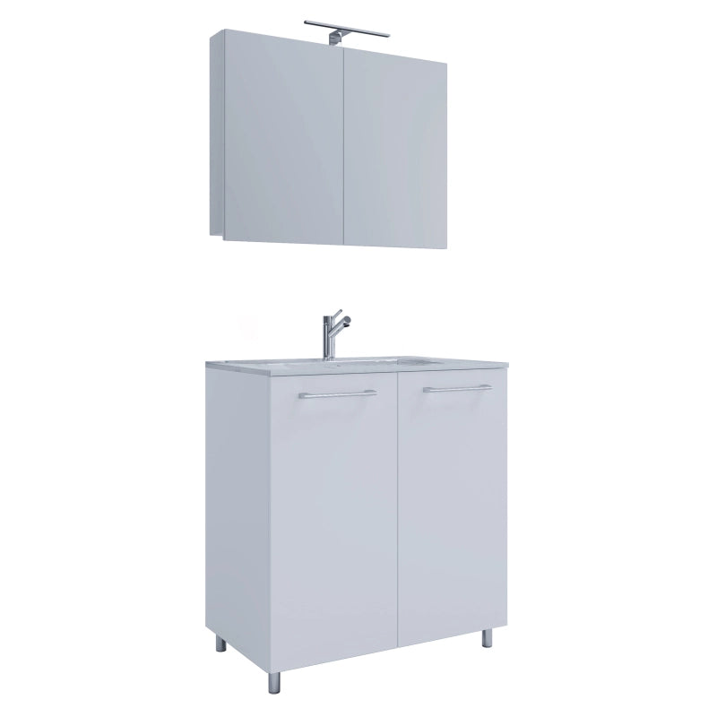 Completo di Ezooza Mobile Sospeso con 2 sportelli Large con lavabo in ceramica di alta qualità e mobile specchio, Bianco ,