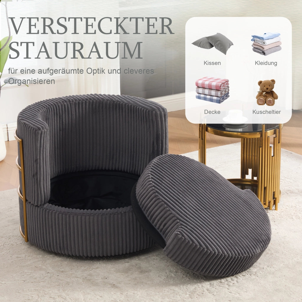 POLTRONA girevole 76x79x78 cm in tessuto cord Grigio