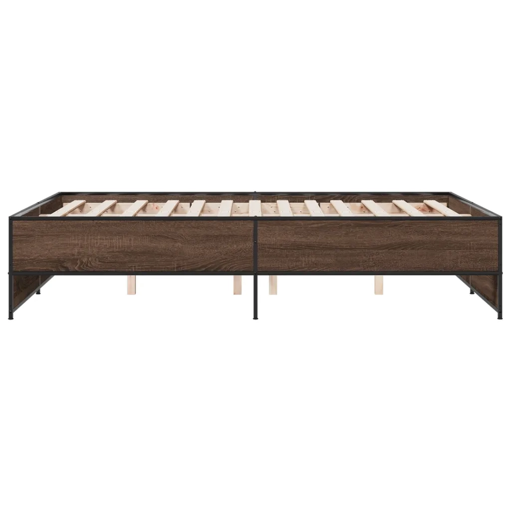 Giroletto-Struttura Letto Rovere Marrone 135x190cm in Legno Multistrato Metallo 478706