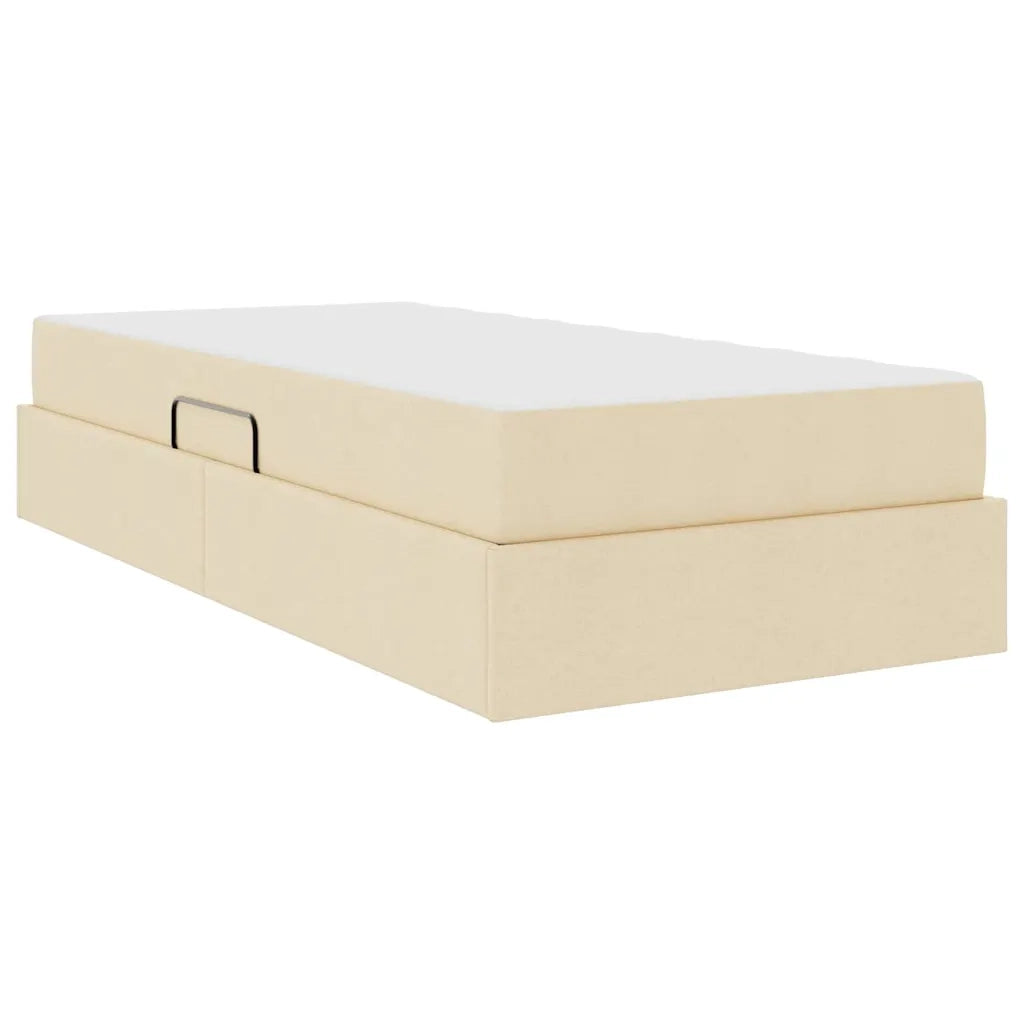 Letto con contenitore e materasso Crema 100 x 200 cm Poliestere
