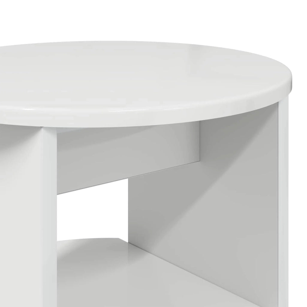Mobile laterale Bianco Lucido Ø40 x 50 cm Legno ingegnerizzato 899824