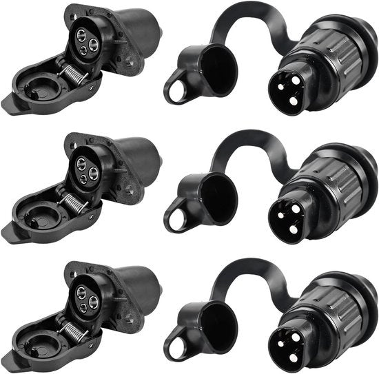 Adattatore di presa 3 poli per camper, adatto per sistemi 12 V, compatibile con presa di ricarica dell'accompagnatore, 3 pezzi.