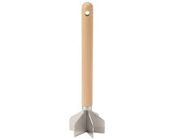 Misto carne 6-foglie in acciaio inossidabile - Distributore di carne cruda - Stampatore di patate - Manico in legno - 28 cm di lunghezza - Progettazione ergonomico - Affettatrice di carne