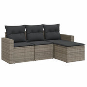 Set Divani da Giardino 4 pz | Set Salotto da Giardino con Cuscini in Polyrattan Grigio