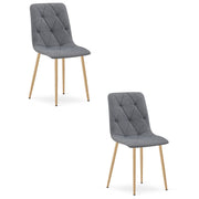Set di 2 sedie Libra in tessuto grigio scuro e gambe effetto legno
