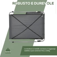 Lettino Matrimoniale 2 Posti Parasole Regolabile da Esterno e Giardino 200x175x134cm Grigio