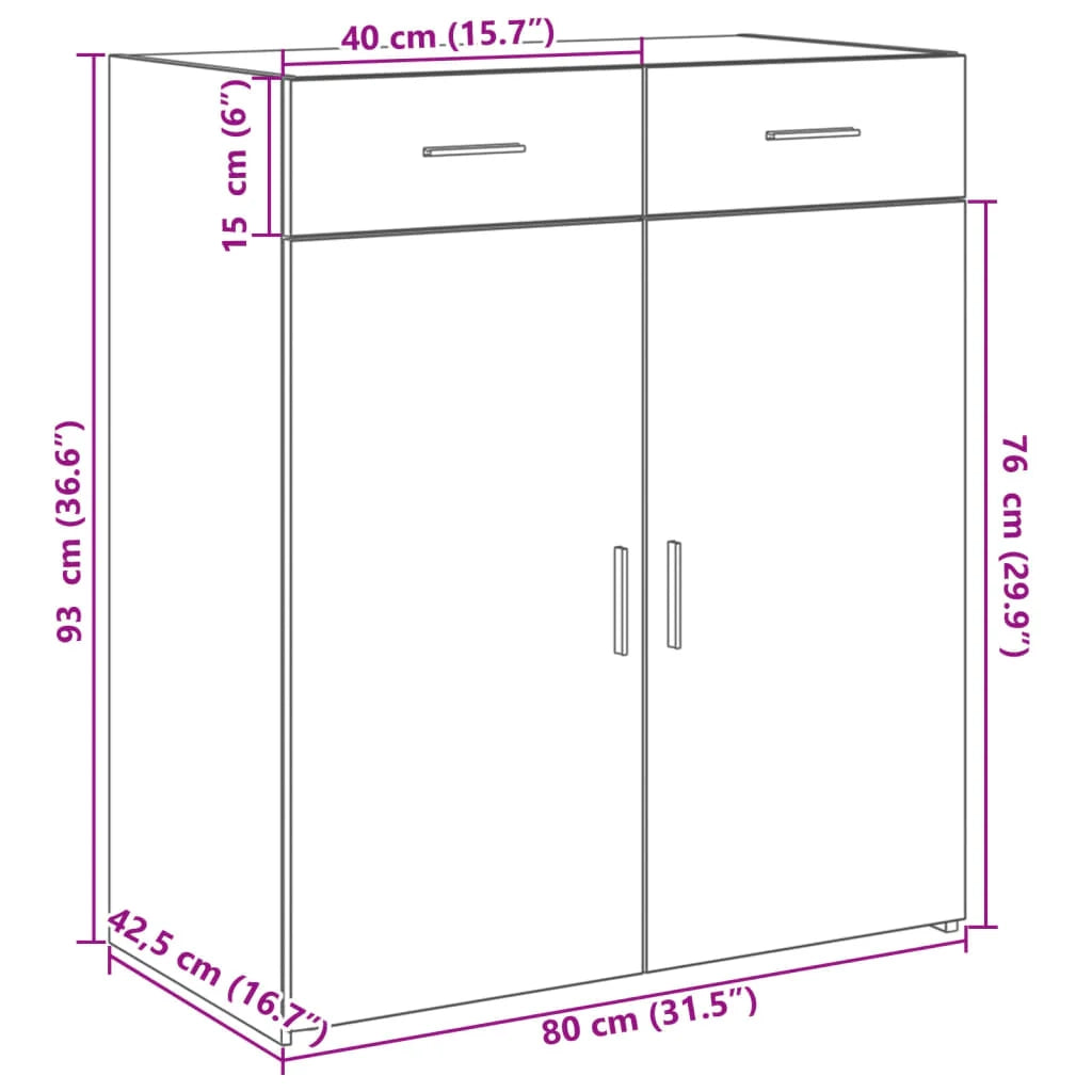 Buffet credenza cassettiera mobiletto mobile contenitore organizer per cucina soggiorno salotto 80 x 42,5 x 93 cm legno ingegnerizzato bianco 02_0030521