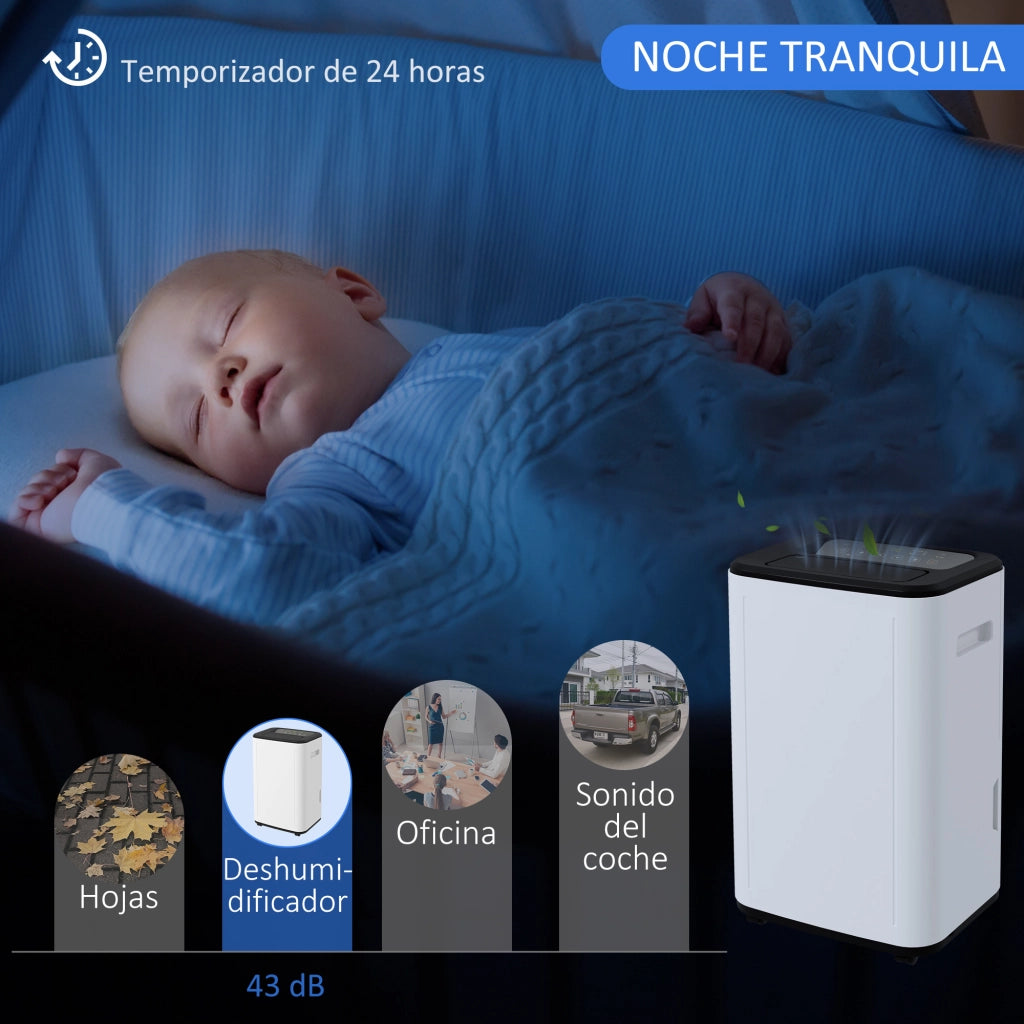 Deumidificatore Elettrico 6 Litri 20L/giorno 3 Modaliit¨¤ 2 Velocit¨¤ Timer ¨C Minimal ¨C 33,5x26x53 cm Bianco