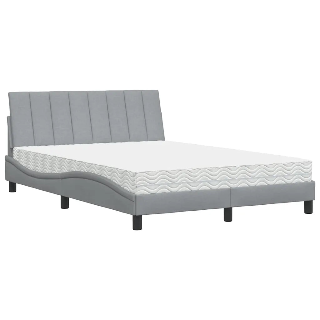 Letto con Materasso Hanko Grigio Chiaro 140x190cm Tessuto 3310524