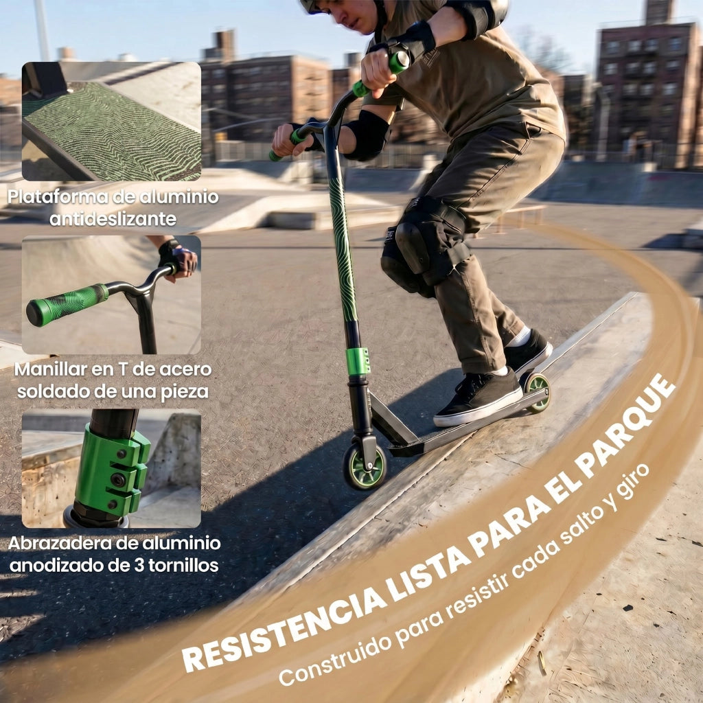 Patinete Freestyle per Skatepark con Ruote 120 mm ¨C zephmum ¨C Verde
