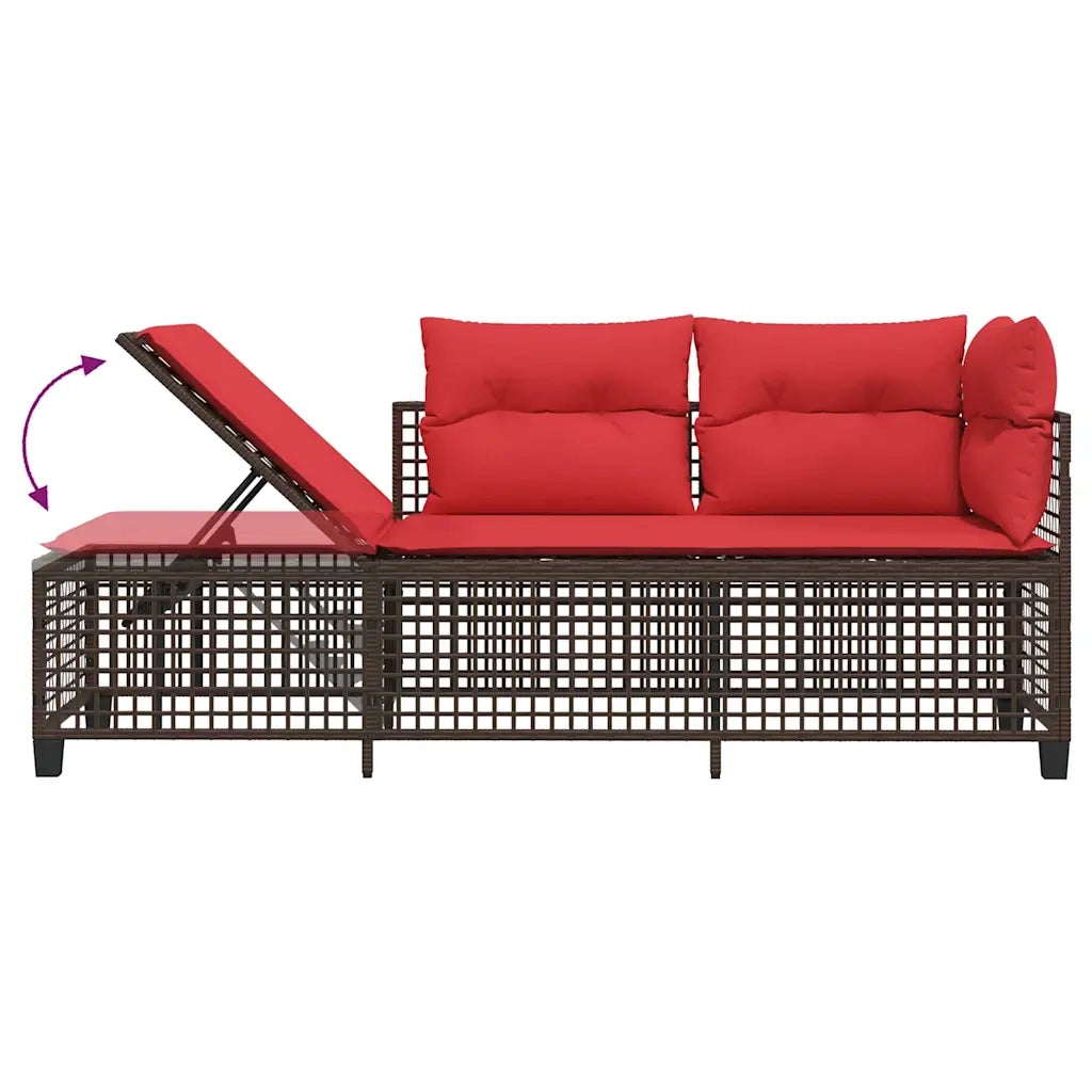 Set divano angolare da giardino a 3 pz con Cuscini in Polyrattan Marrone 365451