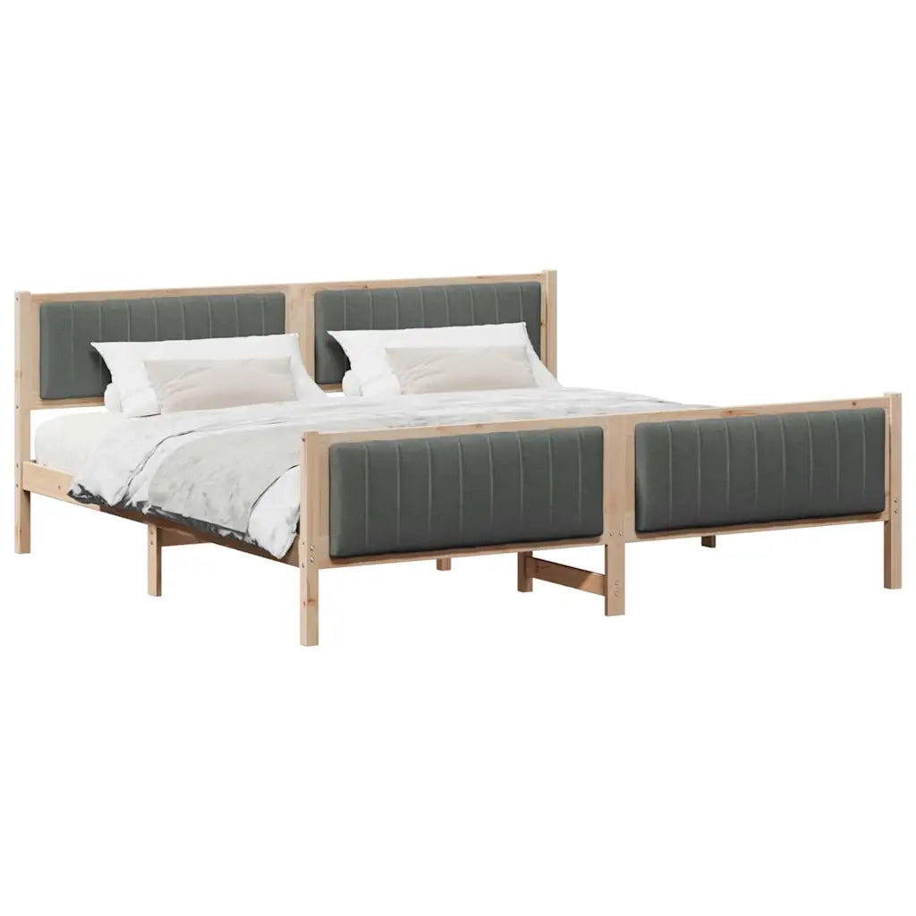 Struttura del Letto marrone e grigio scuro 200 x 200 cm 3394299