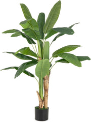 Pianta Finta da Interno ed Esterno 160/165/195 cm, Banano Artificiale Alto con Foglie e Tronchi, Pianta Artificiale Grande in Vaso per Salotto, Ingresso e Ufficio (160 cm)