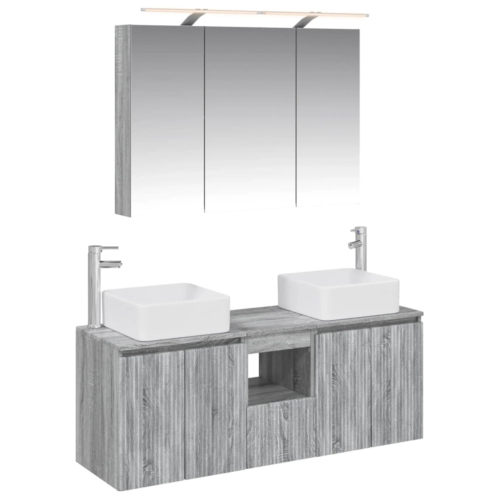 Set di Armadi da Bagno 4 pcs Sonoma grigio 100 x 14,5 x 70 cm 3406380