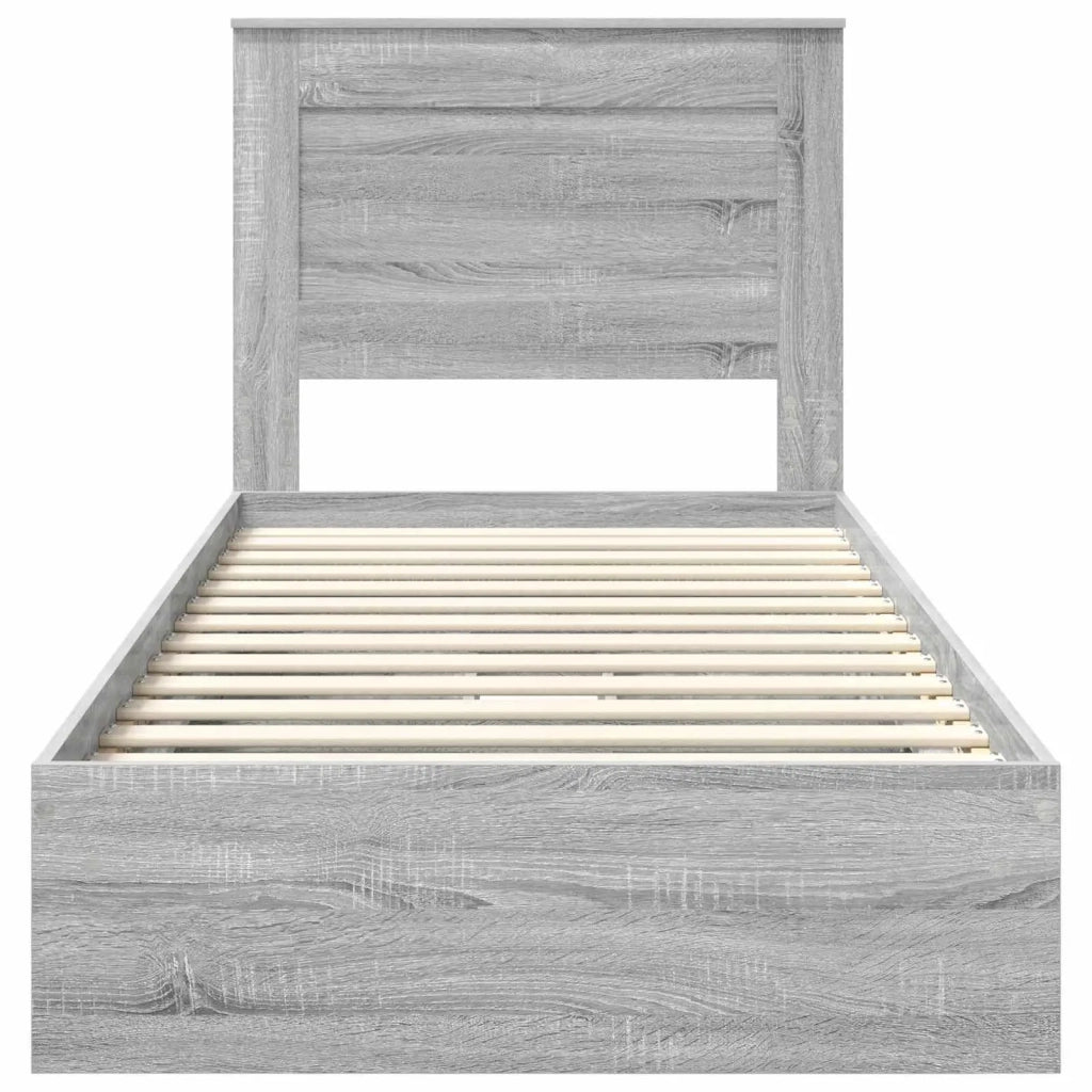 Letto con Contenitore con testiera Grigio Sonoma 100 x 200 cm 3410268