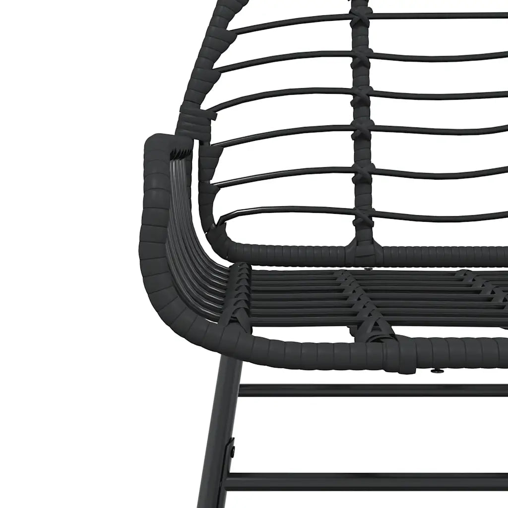 Set Mobili da Pranzo per Giardino 3 pz | Set Salotto da Giardino Nero Polyrattan Vetro