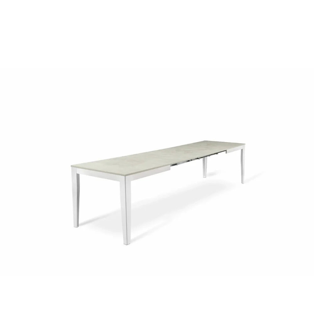 Tavolo da pranzo allungabile effetto cemento bianco Moon 156-316x90 cm fino a 12 posti Made in Italy | Duzzle
