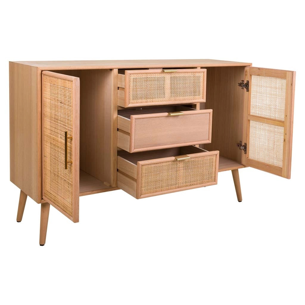 Credenza in MDF e griglia, marrone, 120x40,5x81 cm
