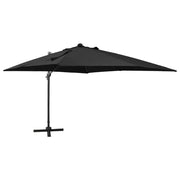 Ombrellone da giardino a sbalzo con palo e luci LED 300 cm nero 02_0008523