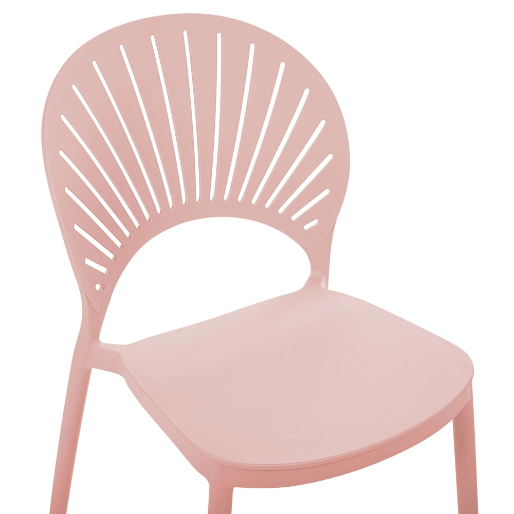 Set di 4 sedie da pranzo in plastica rosa per interni ed esterni da giardino impilabili in stile minimalista