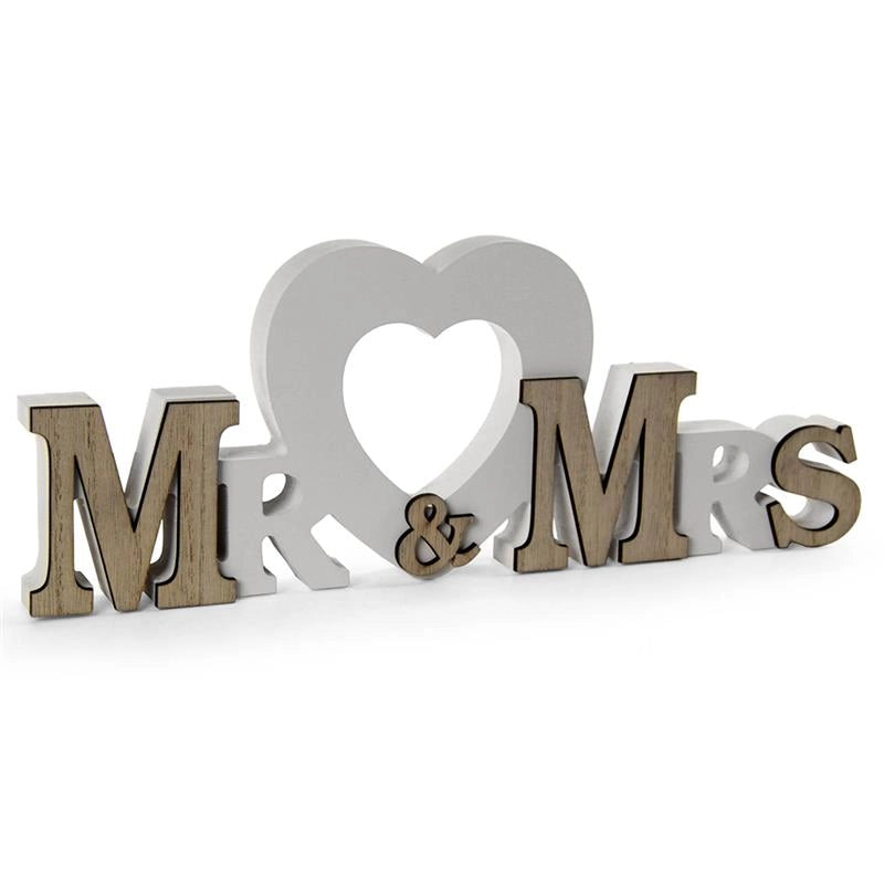 DECORAZIONE MR&MRS IN LEGNO DA PARETE O DA TAVOLO 29X2X11H CM
