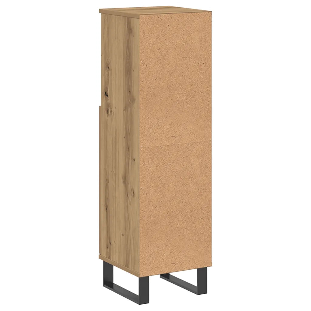 Armadietto da Bagno Rovere Artigianale 30x30x100 cm Truciolato 857212
