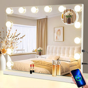 ZMH Specchio da trucco illuminato 50x40cm regolabile con 3 modalità luce colore per tavolo da trucco